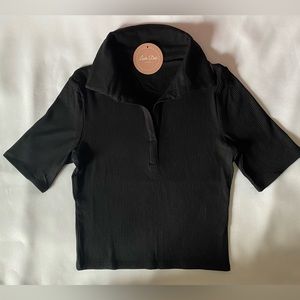 Collared Crop Top (black)